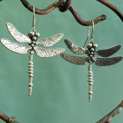 Boucles d'oreilles libellules vintage plaquées argent